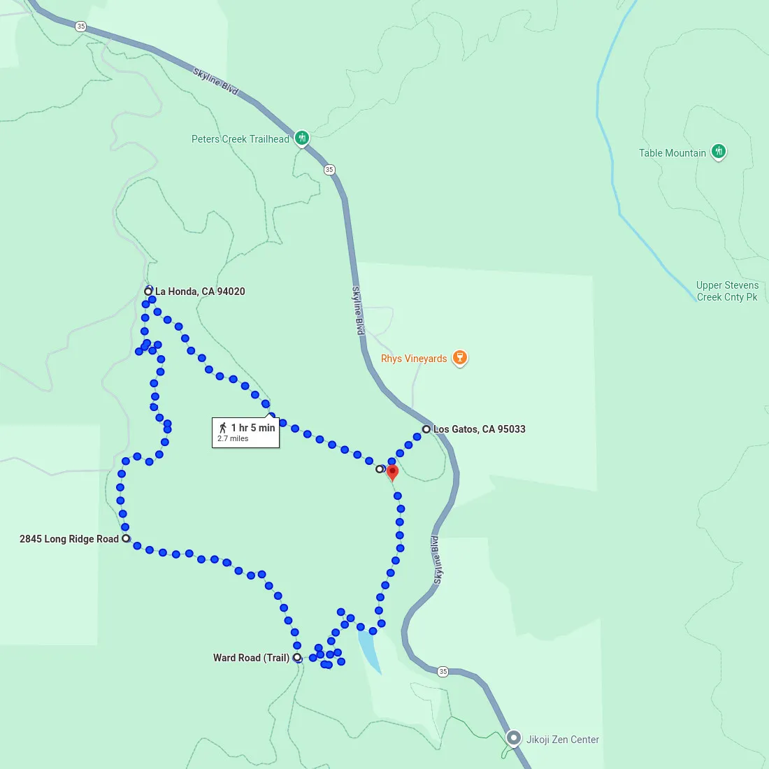 Long Ridge Open Space Preserve Trail Map