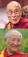 His Holiness the Dalai Lama and Gyumed Khensur Rinpoche Lobsang Jampa