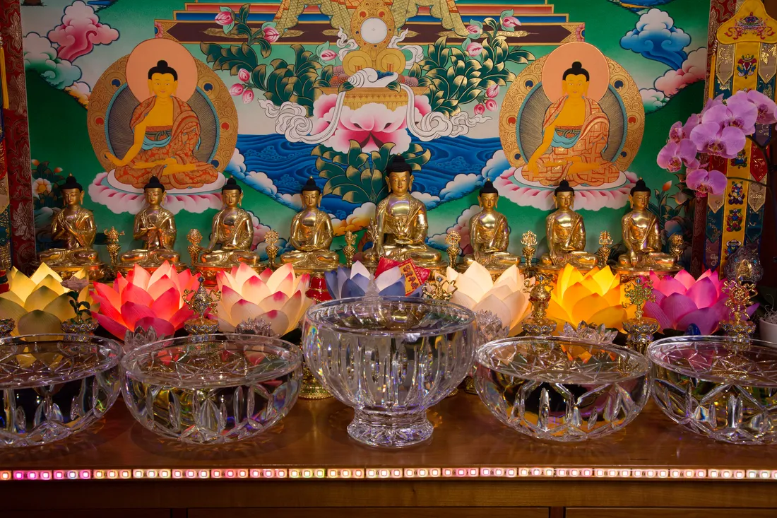 Medicine Buddha altar at Lama Zopa Rinpoche's residence in California