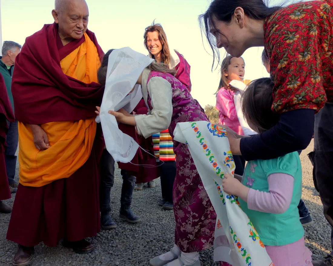 Lama Zopa Rinpoche blessing children