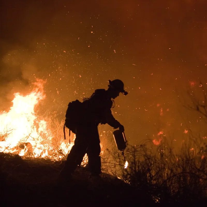 Fire crew member fighting Poomacha wildfire in California